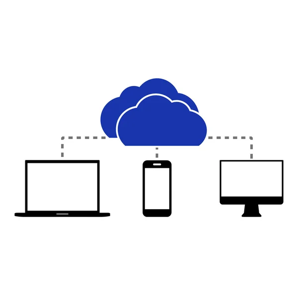 Flat cloud computing background. Data storage network technology. — Stock Vector