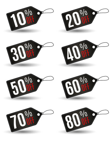 End of year sale savings labels set.