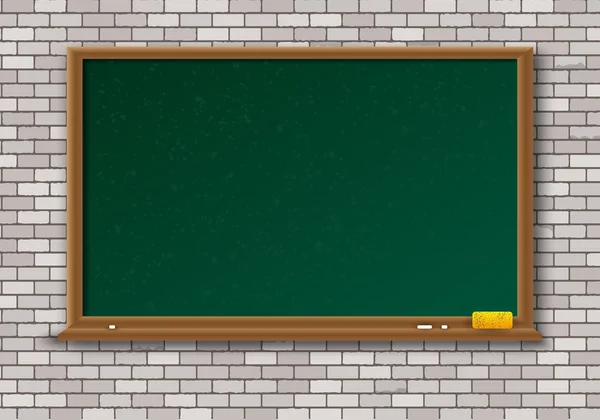 Empty green chalkboard with wooden frame — Wektor stockowy