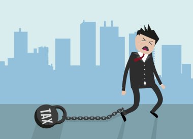 Businessman pulling a weight with clipart