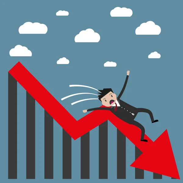 Businessman falling from the chart — Stock Vector