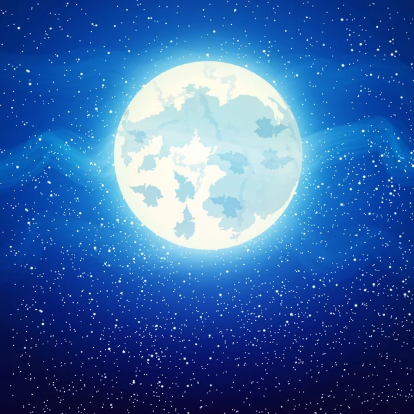 Lua cheia fechar e em torno das estrelas —  Vetores de Stock