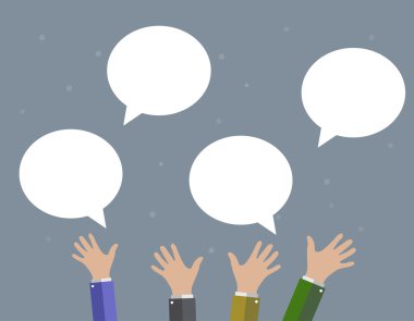 Businessman hands Blank Speech Bubble