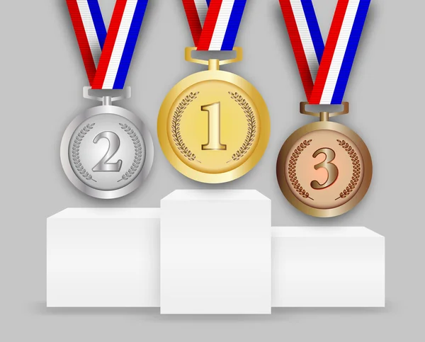 Tres medallas en podio — Archivo Imágenes Vectoriales