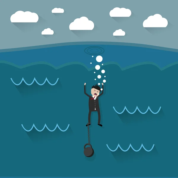 Dessin animé noyant homme d'affaires — Image vectorielle