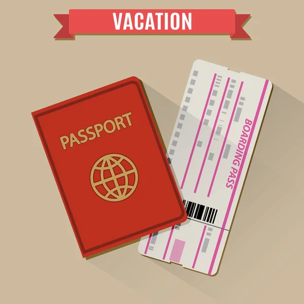 Διαβατήριο και επιβίβαση περάσει εισιτήριο εικονίδιο — Διανυσματικό Αρχείο