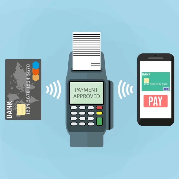 NFC πληρωμής επίπεδη σχεδίαση στυλ — Διανυσματικό Αρχείο