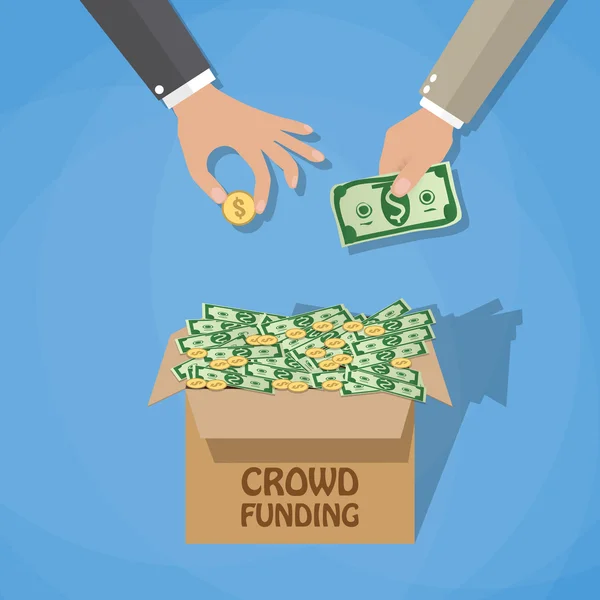 Crowdfunding έννοια σε επίπεδη στυλ — Διανυσματικό Αρχείο