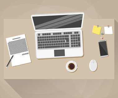Ofis, çalışma alanı düz tasarım stili