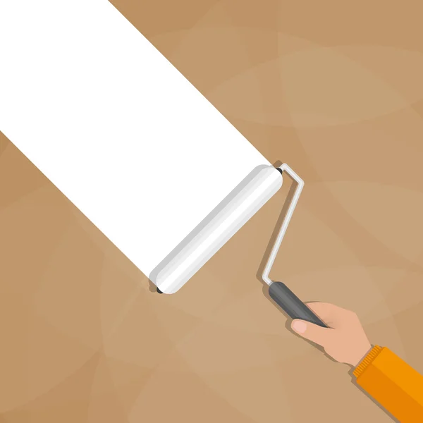 Rouleau de peinture avec main — Image vectorielle