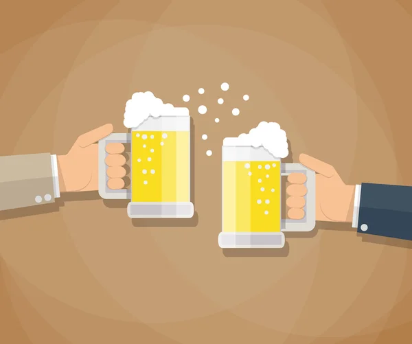 Dos hombres de negocios brindando vasos de cerveza — Vector de stock