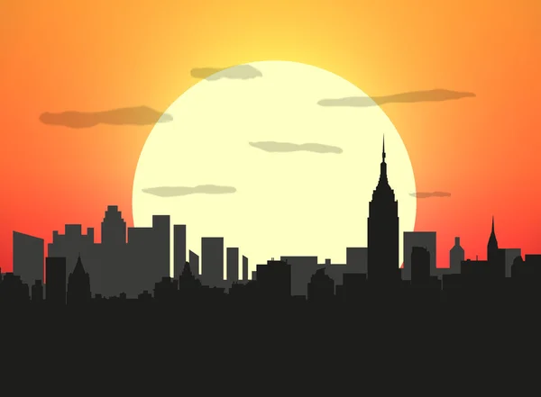 City skyline at sunset — Stock Vector