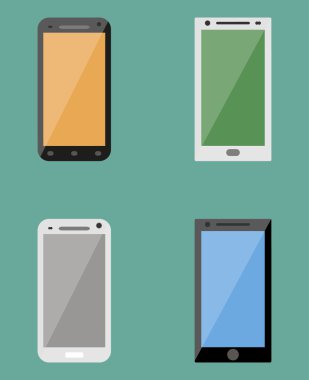 Modern cep telefonu düz vektör toplama