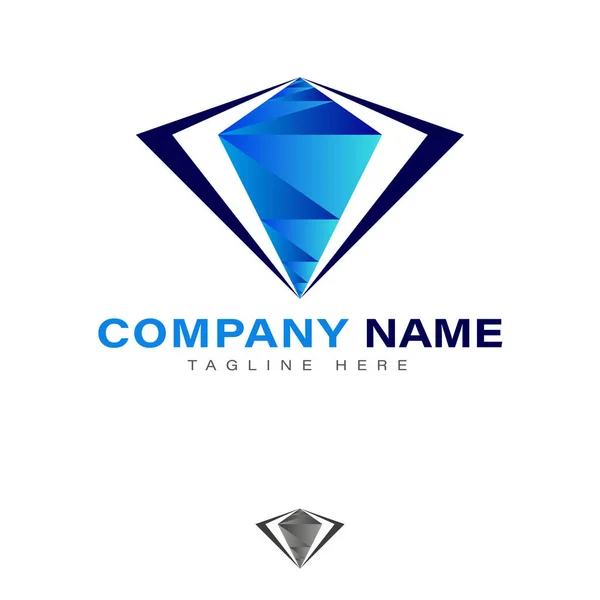 Diamond Logo Ontwerp Met Verloop Blauwe Kleur — Stockvector