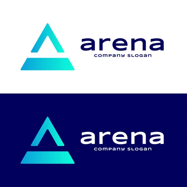 Initiale Logo Design Triangle Bleu Dégradé Avec Symbole Flèche Intérieur — Image vectorielle