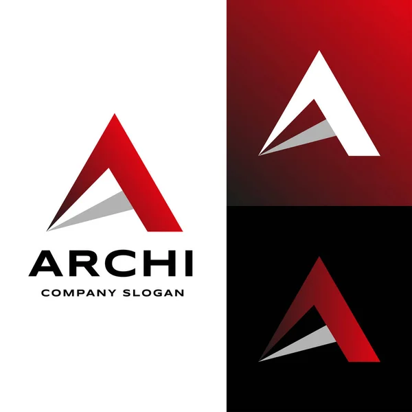 Initiale Logo Design Triangle Rouge Avec Flèche Intérieur Marque Vectorielle — Image vectorielle