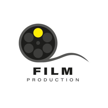 Altın Siluet Film Reel Logo Tasarımı. Film, Film, Sinema Prodüksiyon Logosu için mükemmel bir kullanım