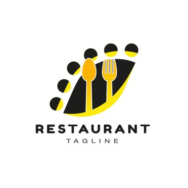Altın Tabak, Kaşık ve Çatal Restoran Logosu Tasarımı ile Soyut Göz. Vektör Şablonu