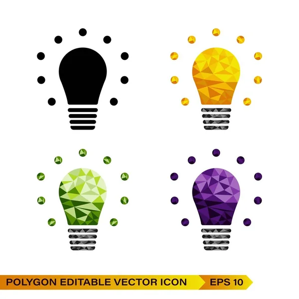 Glühbirnen Symbol Logo Bunten Polygonalen Low Poly Bunte Abstrakte Icon — Stockvektor