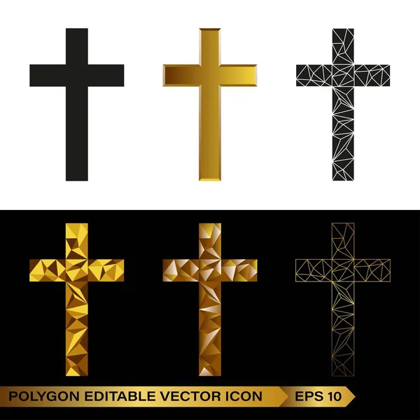 Luxus Christian Cross Icon Logo Design Mit Hochwertigen Polygonalen Low — Stockvektor