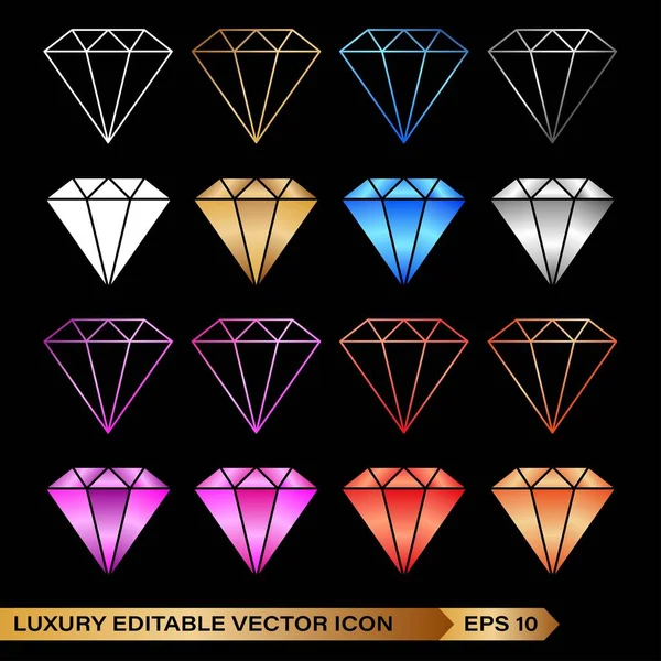 Set Mit Luxuriösen Diamant Edelstein Symbolen Logo Vektor Mit Hochwertiger — Stockvektor