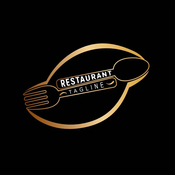 Luxus Restaurant Logo Design Mit Hochwertigem Goldlöffel Und Gabel Auf — Stockvektor