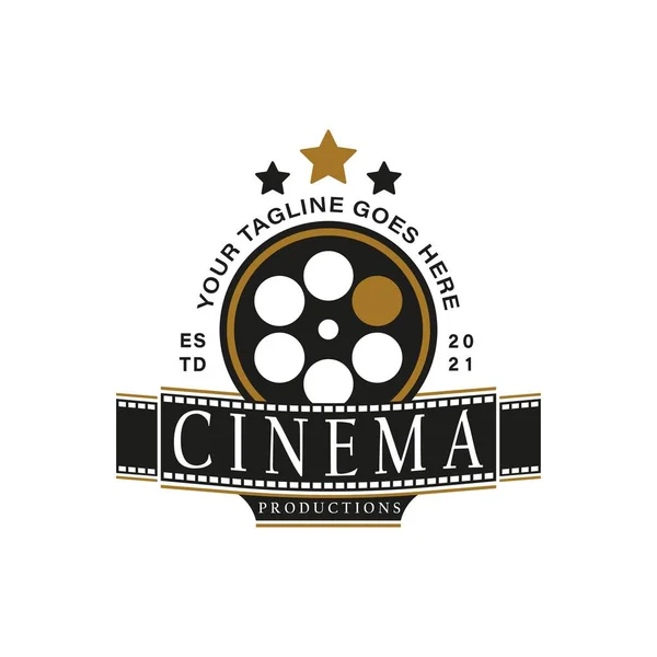 Vintage Retro Logo Style Para Cinema Movie Studio Production Logo — Archivo Imágenes Vectoriales