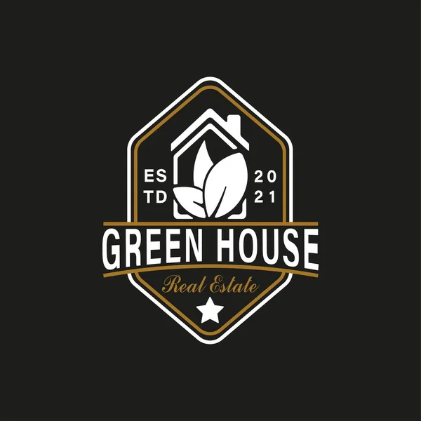 Vintage Retro Logo Stijl Voor Green House Real Estate Logo — Stockvector