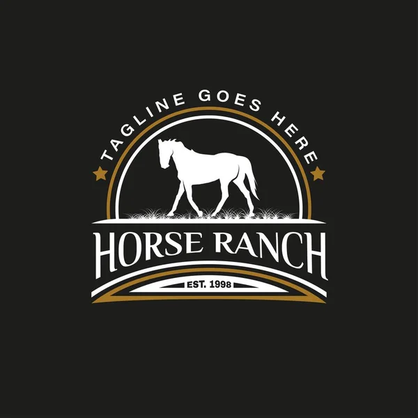 Retro Vintage Silhouette Horse Ranch Logo Design Countryside Western Country — Stock Vector