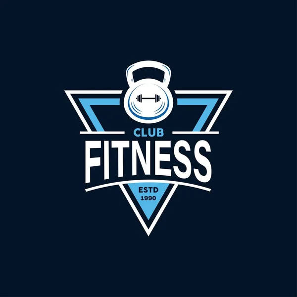 Fitness Logo Badge Sports Equipment Labels Vintage Style Kettlebell Barbell — Stock Vector