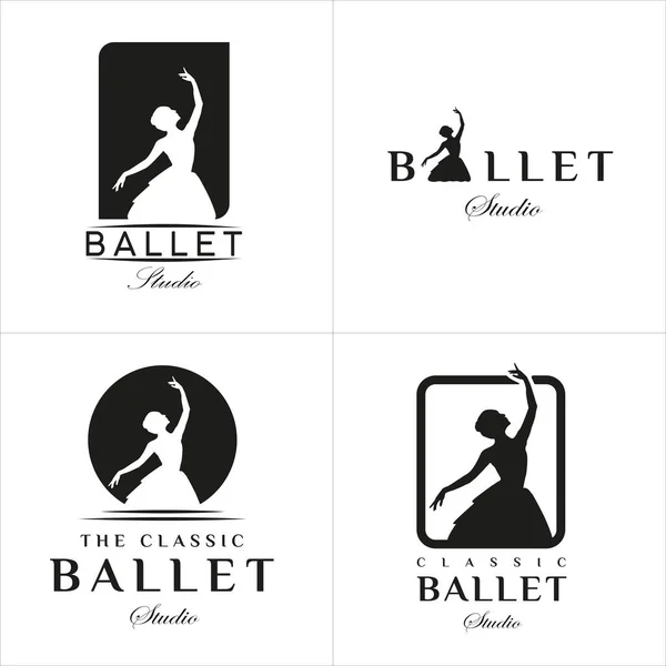 Set Van Vintage Classic Logo Style Voor Ballet Studio Logo — Stockvector