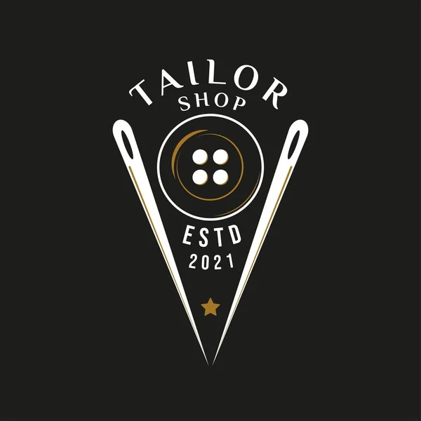 Vintage Retro Logo Style Tailor Clothing Logo Gold Black White — Stockvector