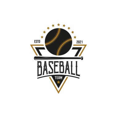 Klasik beyzbol logosu, amblem, rozet. Yarasa Altın ve siyah renklerle. Premium ve lüks logo
