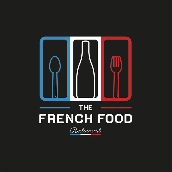 French Food Restaurant Logo Symbol Der Französischen Flagge Mit Symbolen — Stockvektor