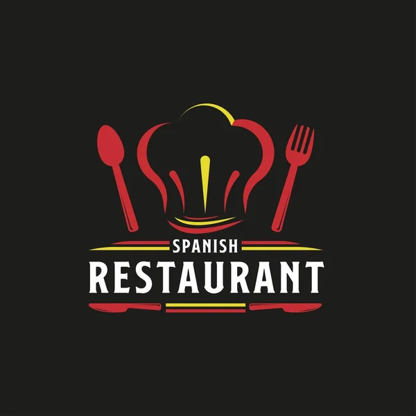 Logo Del Restaurante Comida Española Símbolo Bandera España Con Los — Vector de stock