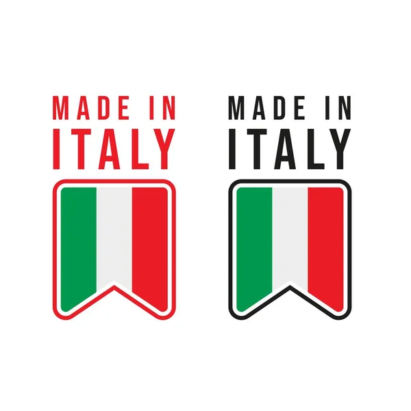 Виробляється Італії Етикеткою Маркою Значком Або Логотипом Національний Прапор Італії — стоковий вектор
