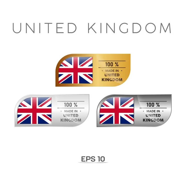 Tillverkad United Kindom Label Frimärke Bricka Eller Logotyp Med Storbritanniens — Stock vektor