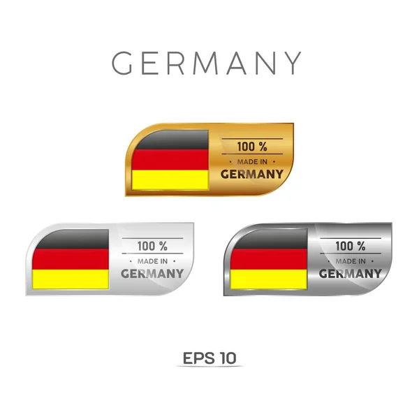 Made Germany Etichetta Timbro Distintivo Logo Con Bandiera Nazionale Della — Vettoriale Stock