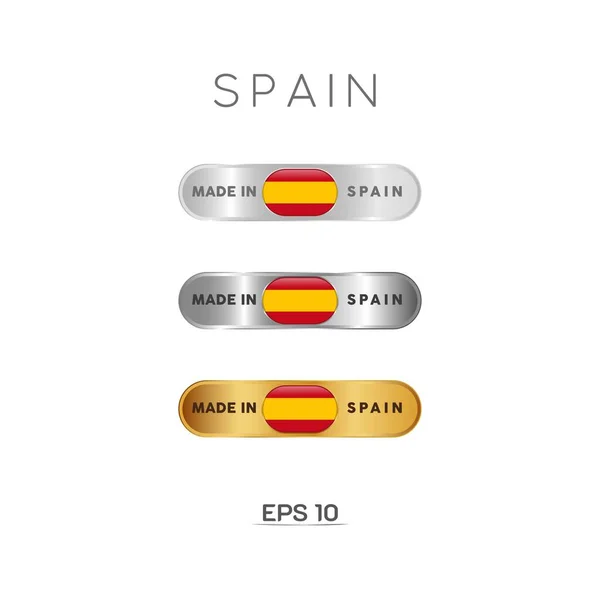 Feito Espanha Etiqueta Carimbo Crachá Logotipo Com Bandeira Nacional Espanha —  Vetores de Stock