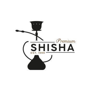Klasik Retro Shisha Nargile Logosu. Bar tabelası. Premium ve Lüks Logo Şablonu