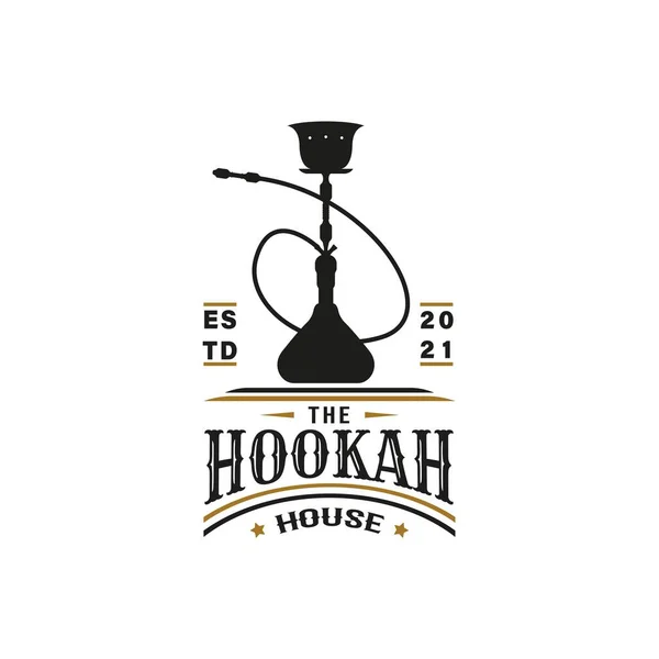 Vintage Retro Shisha Hookah Logo Lounge Bar Teken Premium Luxe — Stockvector