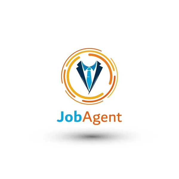 Job Agent Logo Design Mit Blauer Und Orangefarbener Krawatte Und — Stockvektor