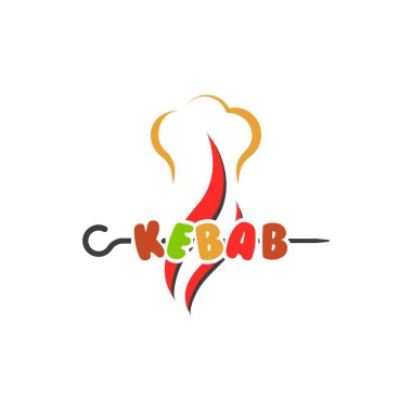 Kebap Hindi Logosu Tasarımı. Logot vektör dizaynlı et şişi. Izgara et.