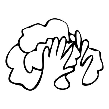 Eller beyaz arkaplanda sabun izole edilmiş simgeyle yıkanmalı.