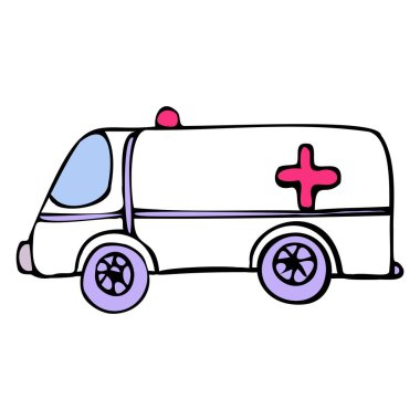 Beyaz arka planda izole edilmiş teşhircili ambulans