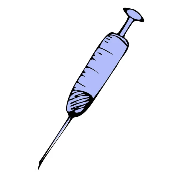 Injekční stříkačka s jehlou a lékem na virus — Stockový vektor