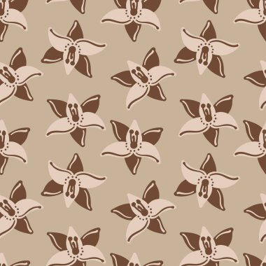 Dekoratif çiçek ve elementlerin kusursuz deseni