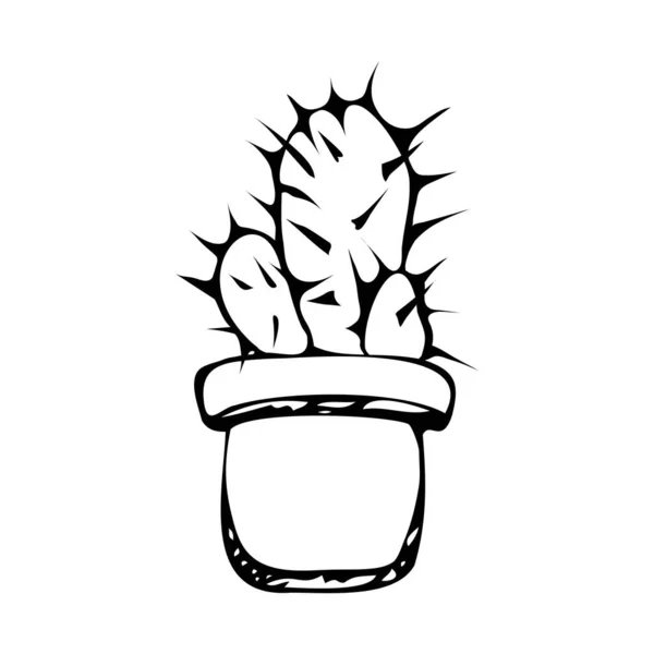 Beltéri növény cserépben, cserepes kaktusz belső dekorációs vektor illusztráció elszigetelt fehér — Stock Vector