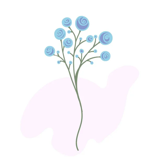 Botanische Zeichnung. Wiesengrün minimales Logo, abstraktes Blatt und blühende Blumen Skizzenelement,. — Stockvektor