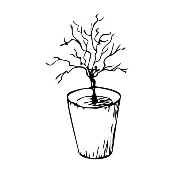 Sterbende tote Topfpflanze flache Design-Ikone — Stockvektor
